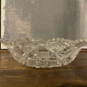 Silver Clear Vintage American‎ glass Cut Crystal Bowl le smith